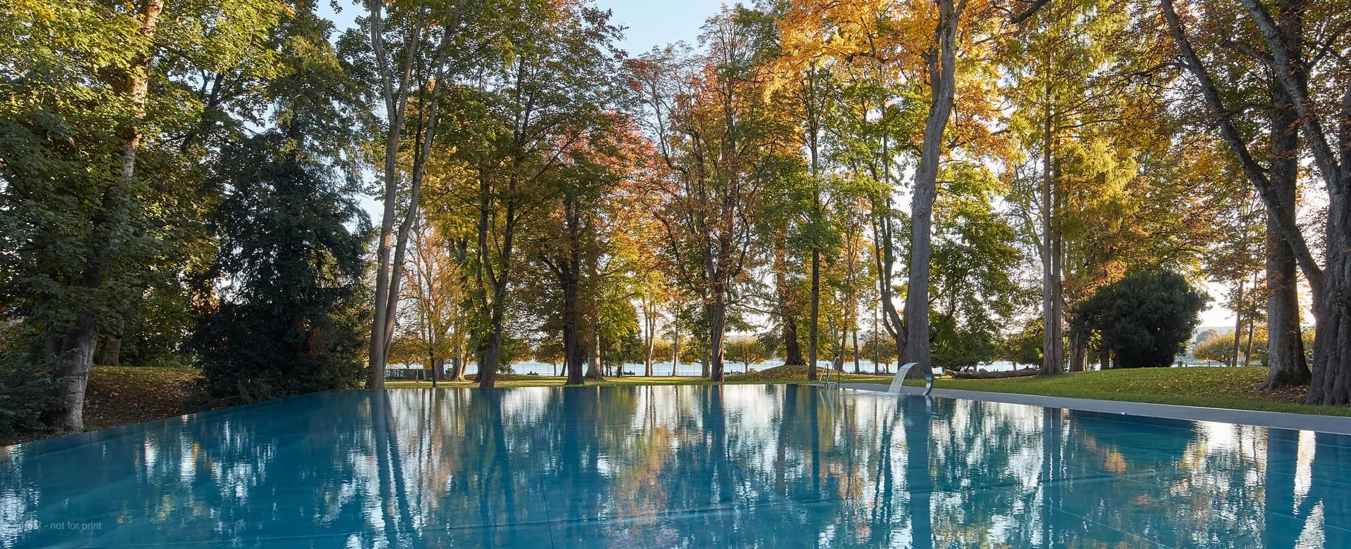 Outdoor-Pool im Buff Medical Resort mit Blick auf Bodensee und Alpenpanorama (© Buff Medical Resort)